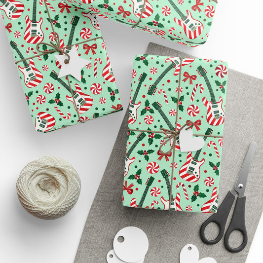Candy Cane Guitars Wrapping Paper