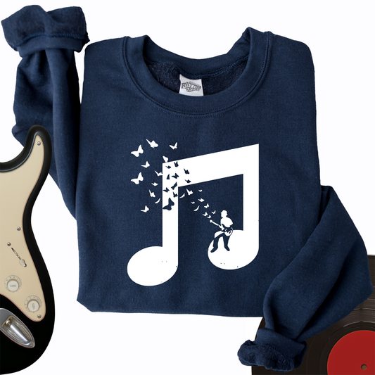 Musical Butterfly Guitar Crewneck