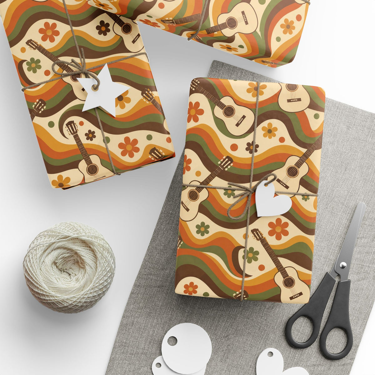 Groovy Guitar Waves Retro Wrapping Paper