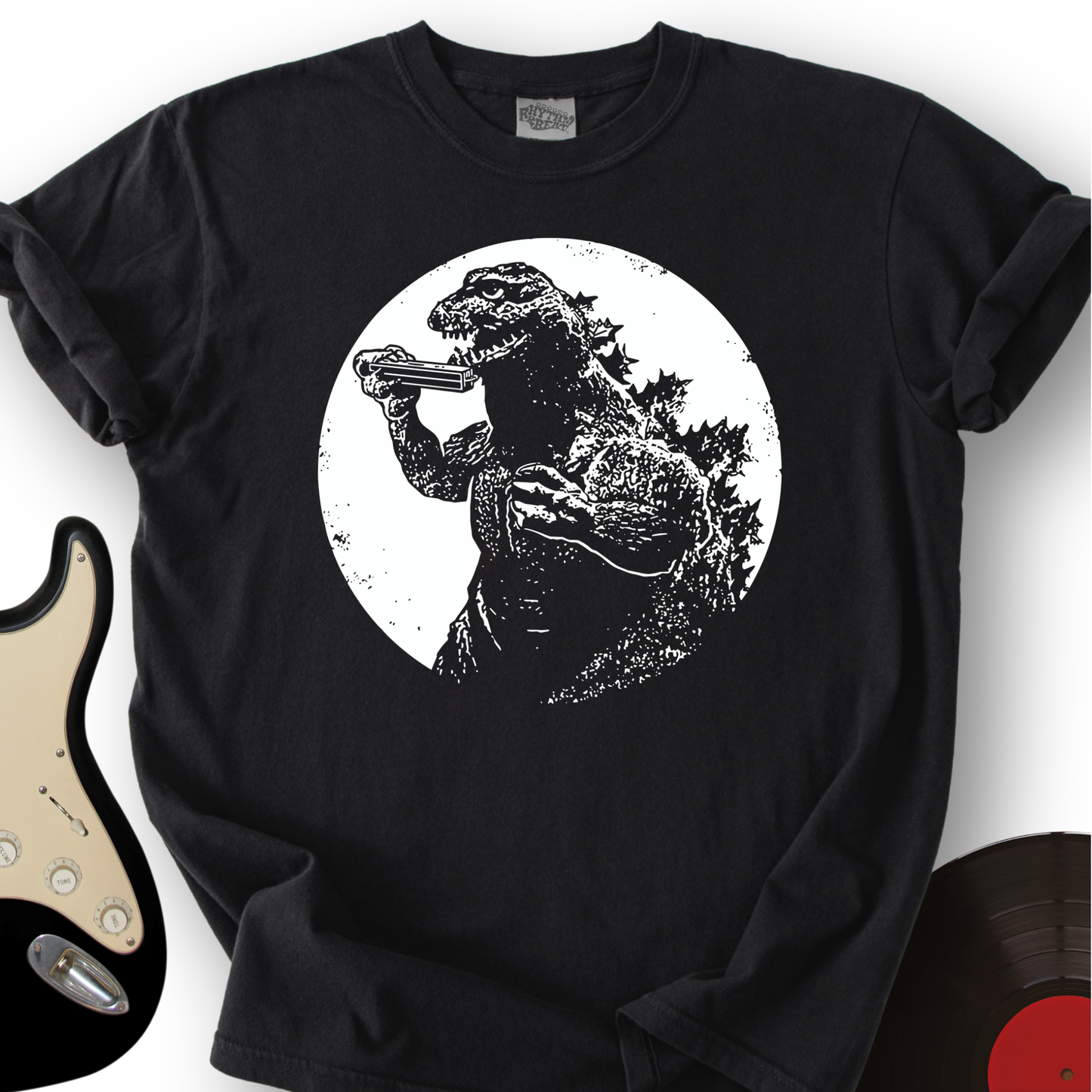 Godzilla Playing Harmonica T-Shirt