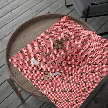 Red Gingham Music Note Wrapping Paper