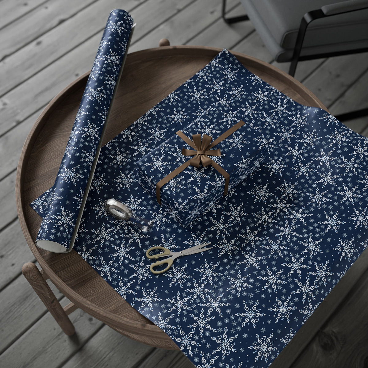 Treble Clef Snowflakes Wrapping Paper