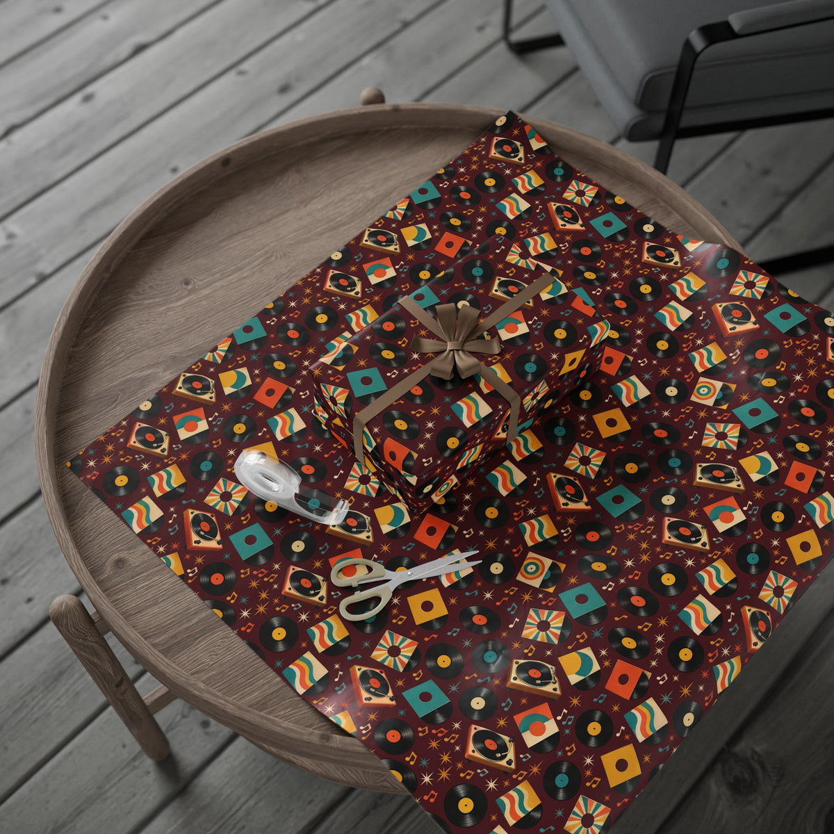 Vinyl Record Collage Wrapping Paper