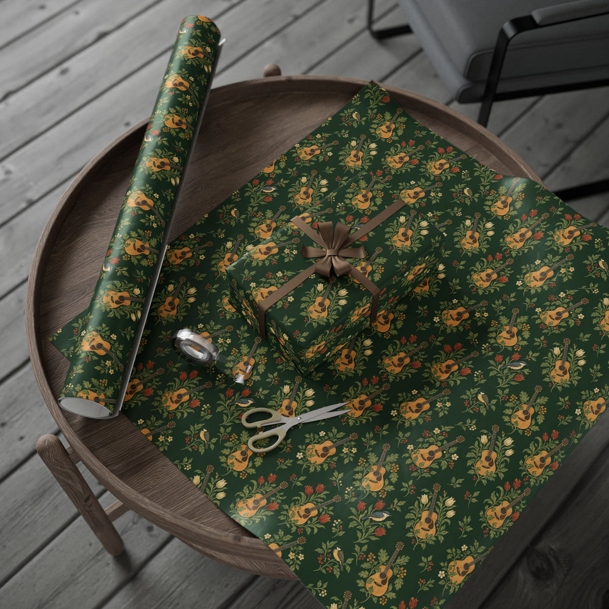 Guitar Botanical Toile Wrapping Paper