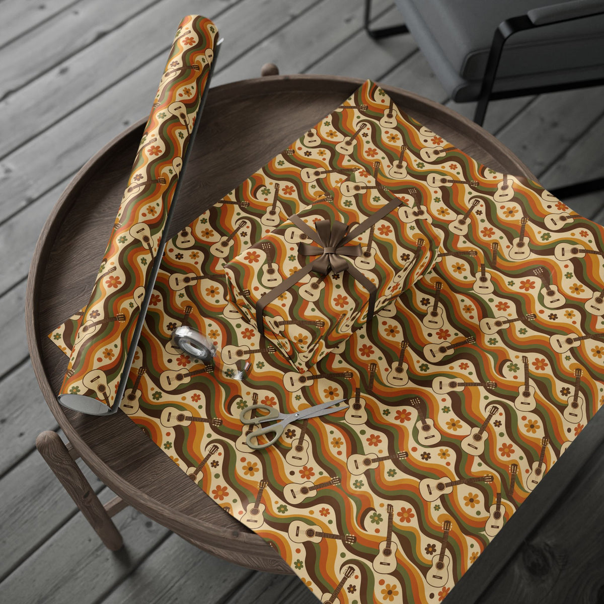 Groovy Guitar Waves Retro Wrapping Paper