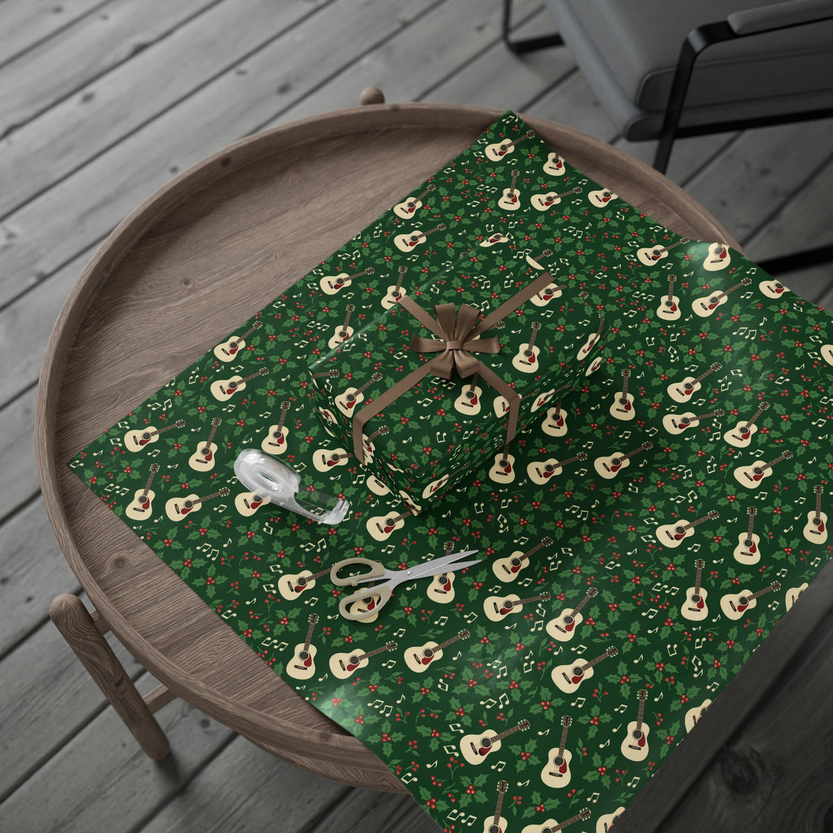 Holly Jolly Acoustic Guitar Wrapping Paper