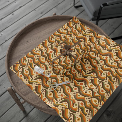 Groovy Guitar Waves Retro Wrapping Paper