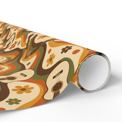 Groovy Guitar Waves Retro Wrapping Paper