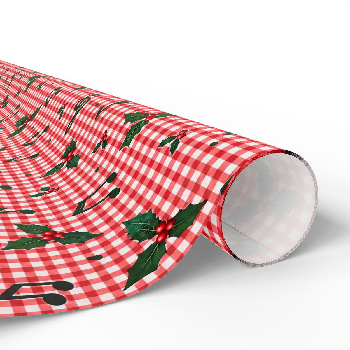 Red Gingham Music Note Wrapping Paper
