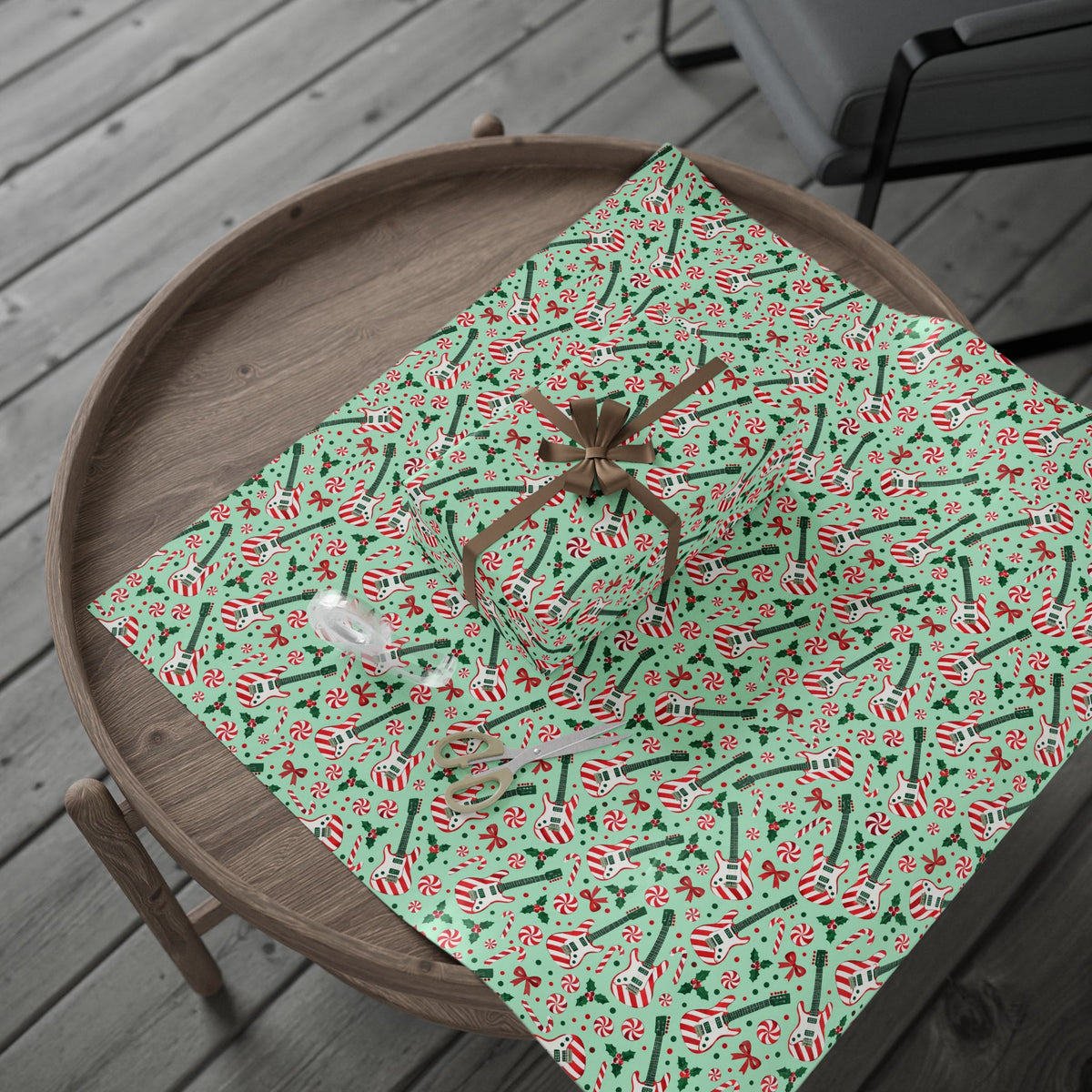 Candy Cane Guitars Wrapping Paper