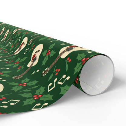 Holly Jolly Acoustic Guitar Wrapping Paper