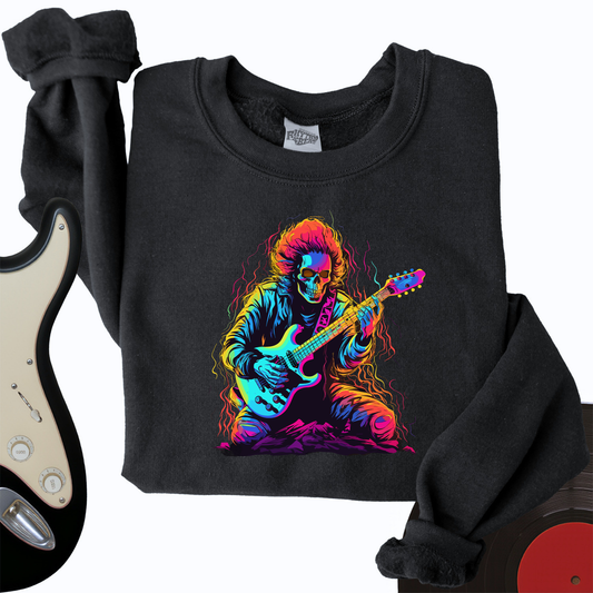 Pastel Skeleton Guitar Crewneck