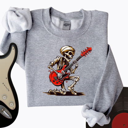 Skeleton Guitar Cartoon Crewneck