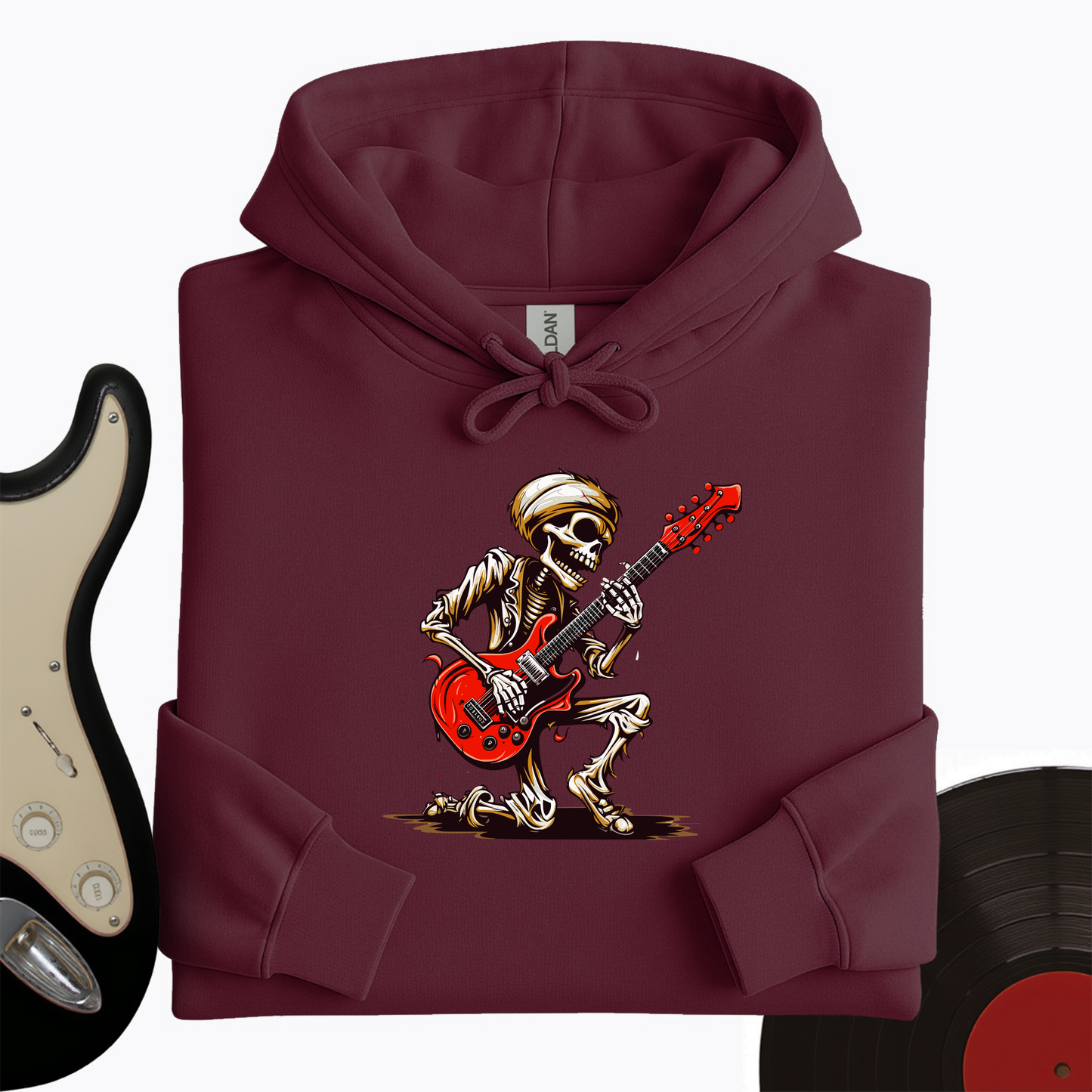 Skeleton Guitar Cartoon Hoodie