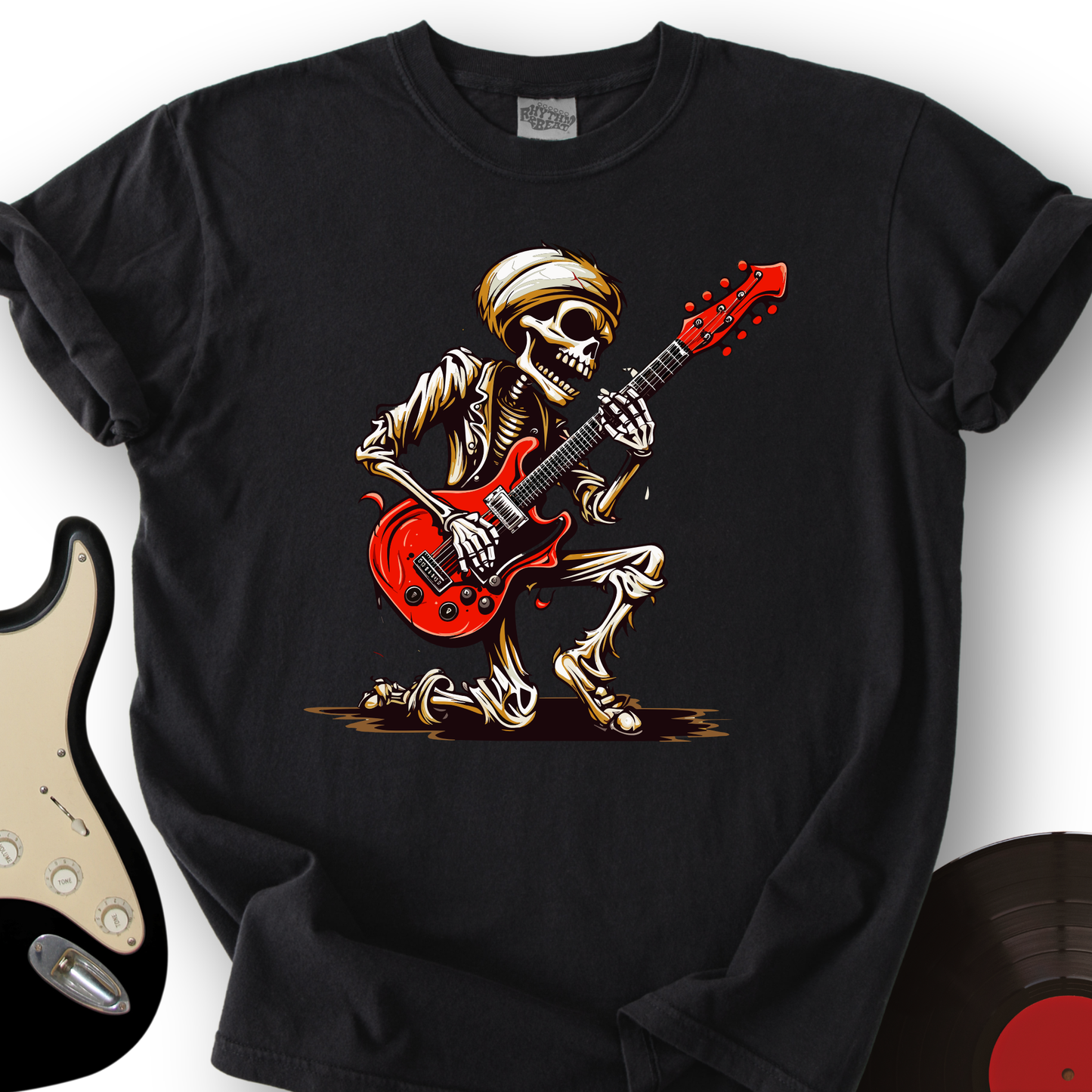 Skeleton Guitar Cartoon T-Shirt