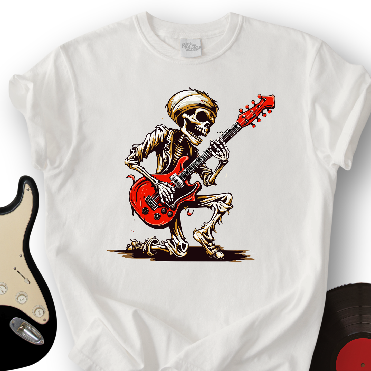 Skeleton Guitar Cartoon T-Shirt
