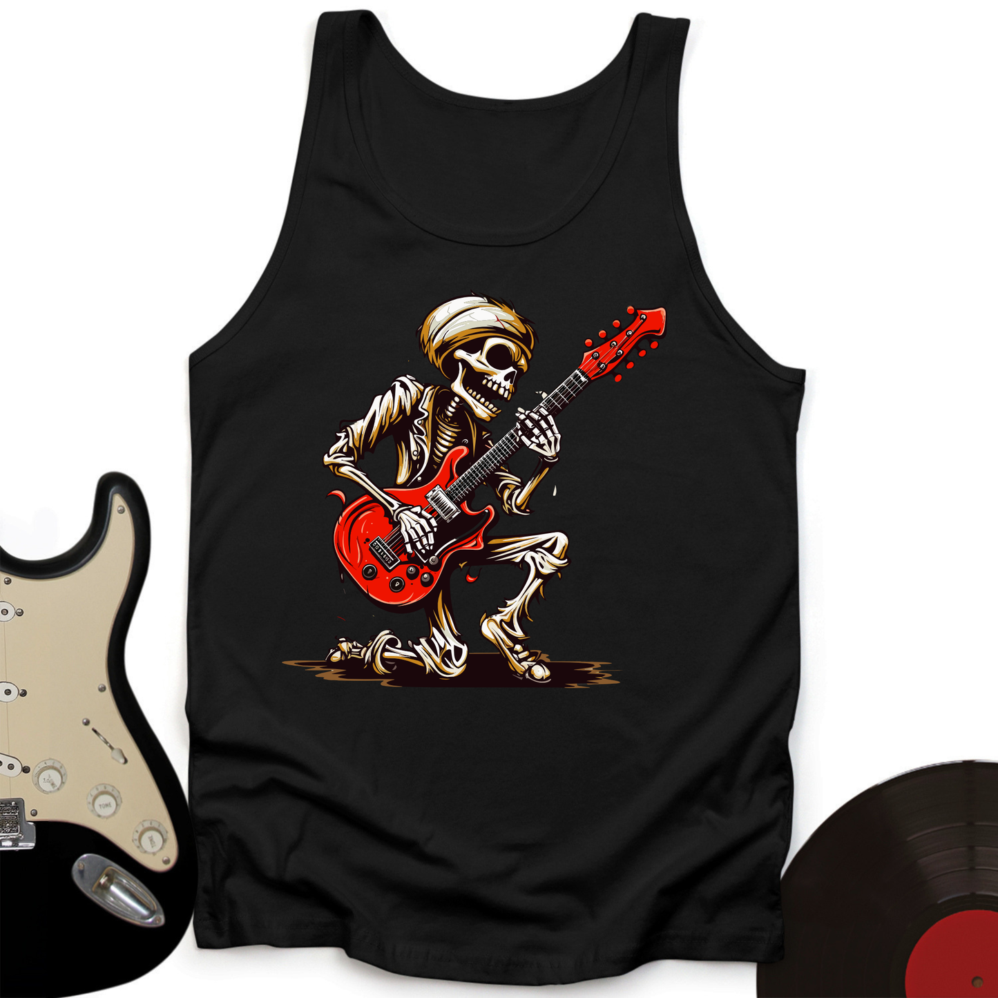 Skeleton Guitar Cartoon Tank Top