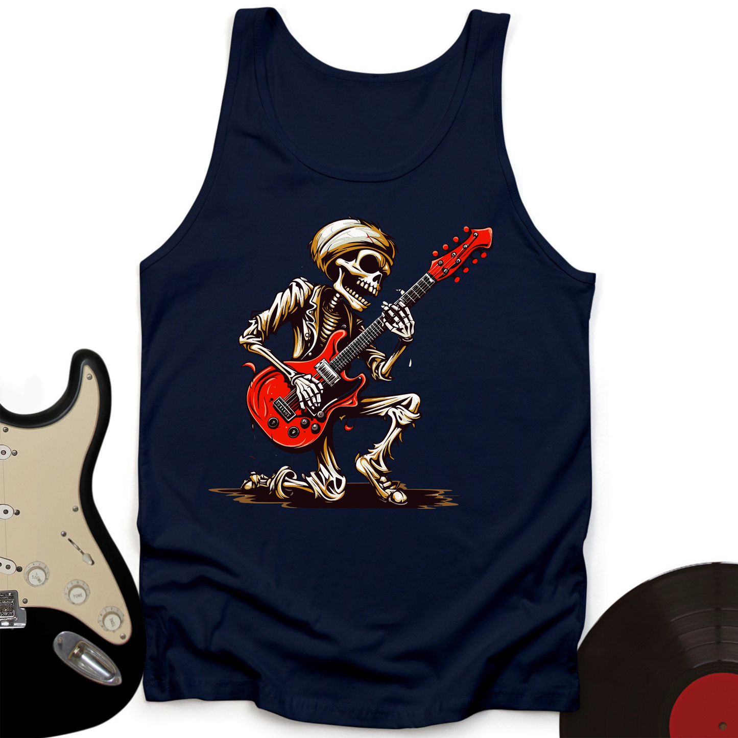 Skeleton Guitar Cartoon Tank Top