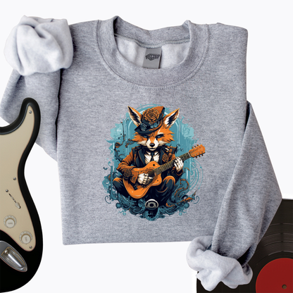 Fox Playing Guitar Crewneck