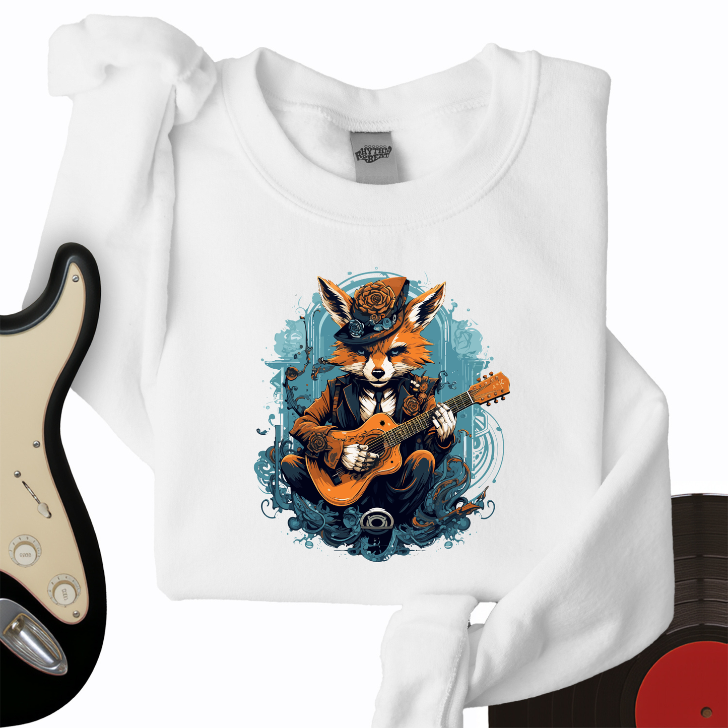 Fox Playing Guitar Crewneck