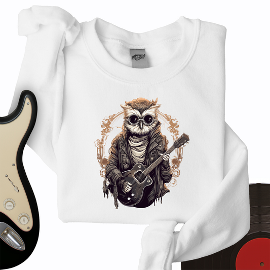 Owl Playing Guitar Crewneck