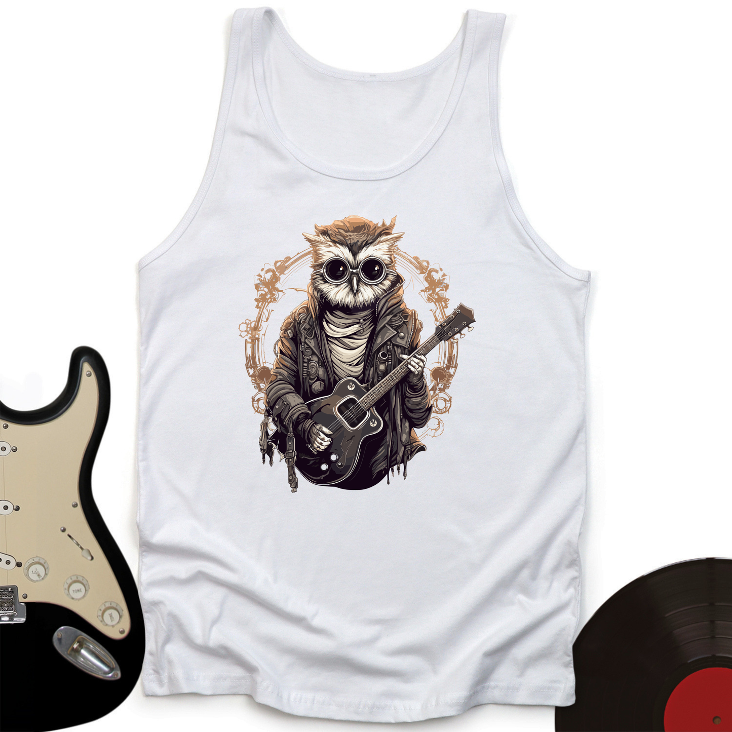 Owl Playing Guitar Tank Top