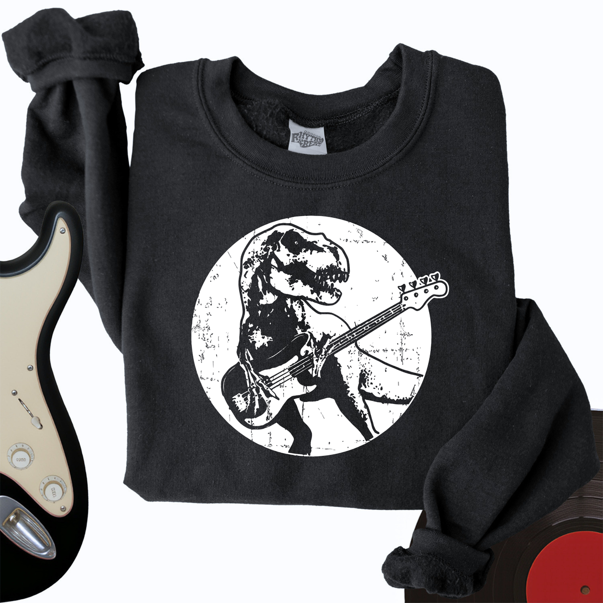 Dinos Playing Guitar Crewneck