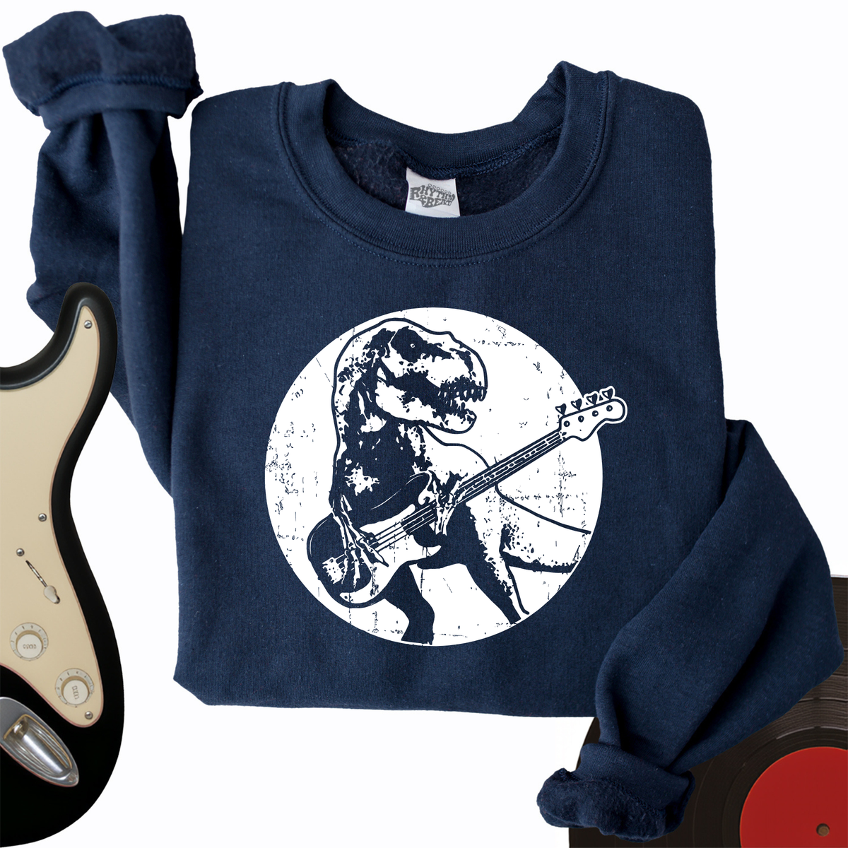 Dinos Playing Guitar Crewneck