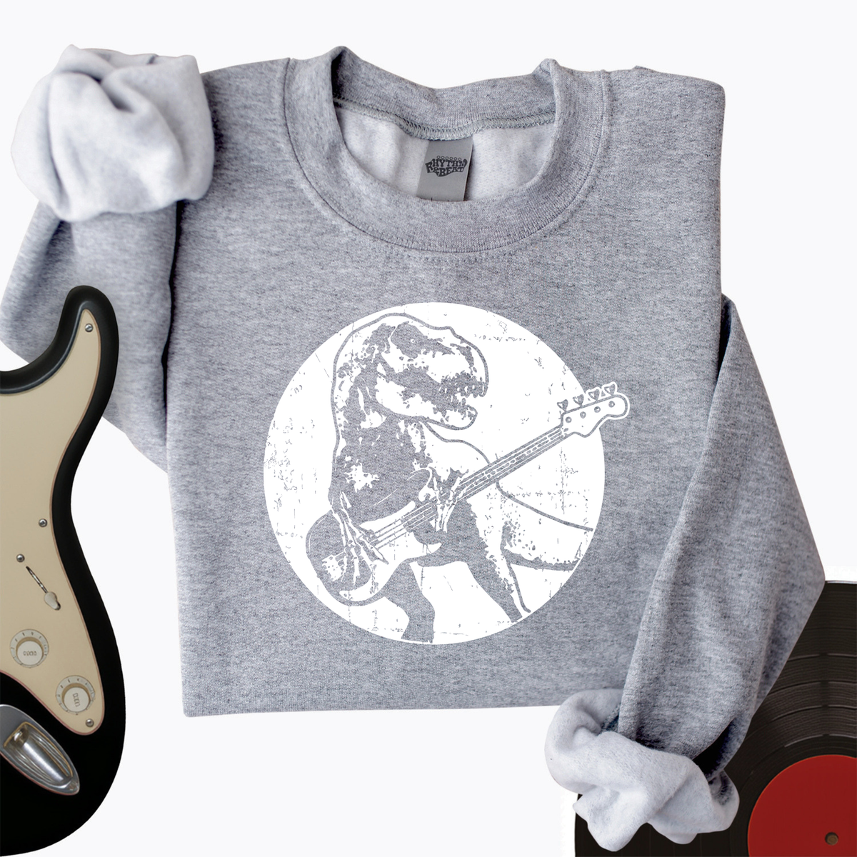 Dinos Playing Guitar Crewneck