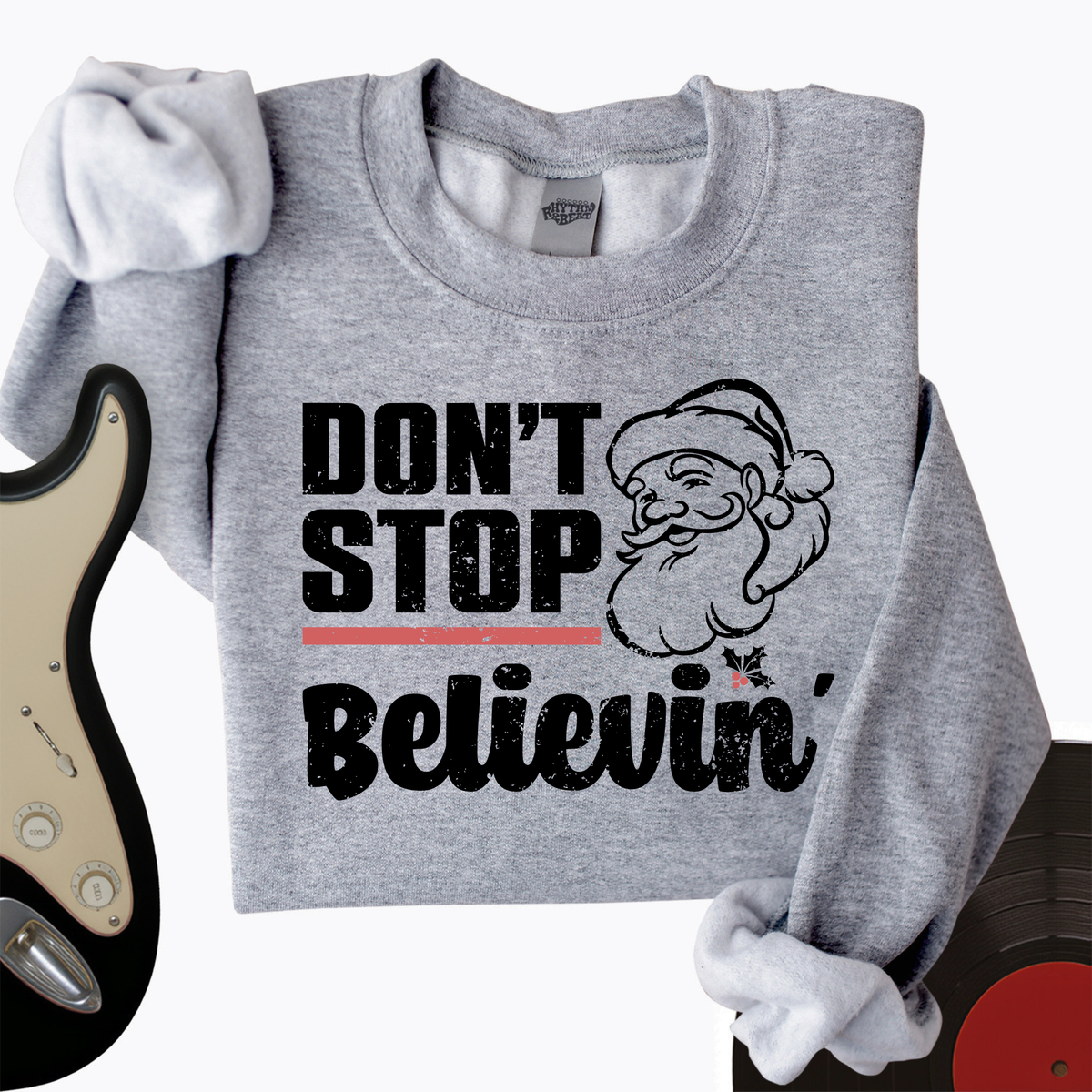 Don't Stop Believing Santa Crewneck