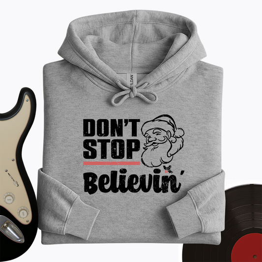 Don't Stop Believing Santa Hoodie