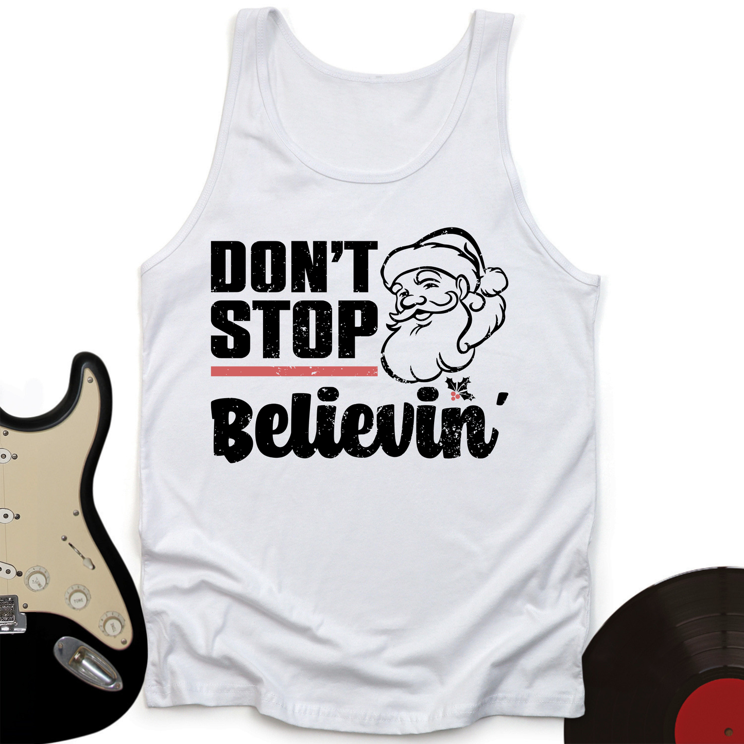 Don't Stop Believing Santa Tank Top