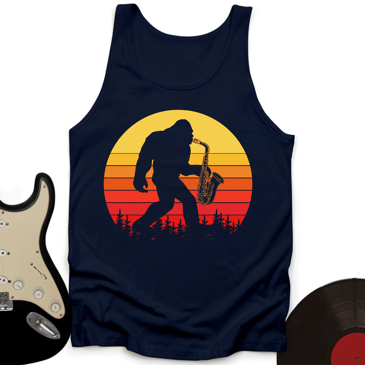 BigFoot Playing Sax Tank Top