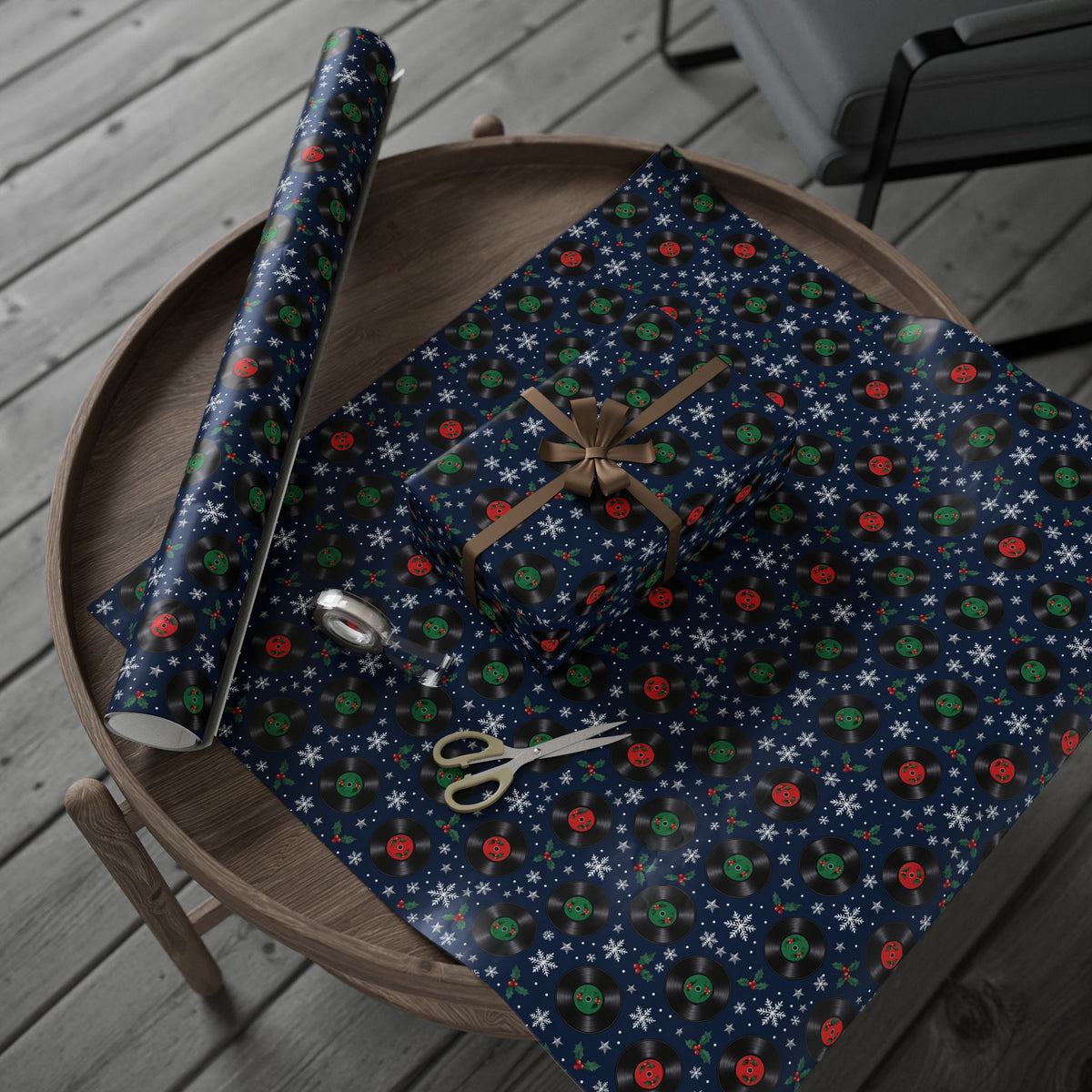 Vinyl Snowfall Christmas Wrapping Paper