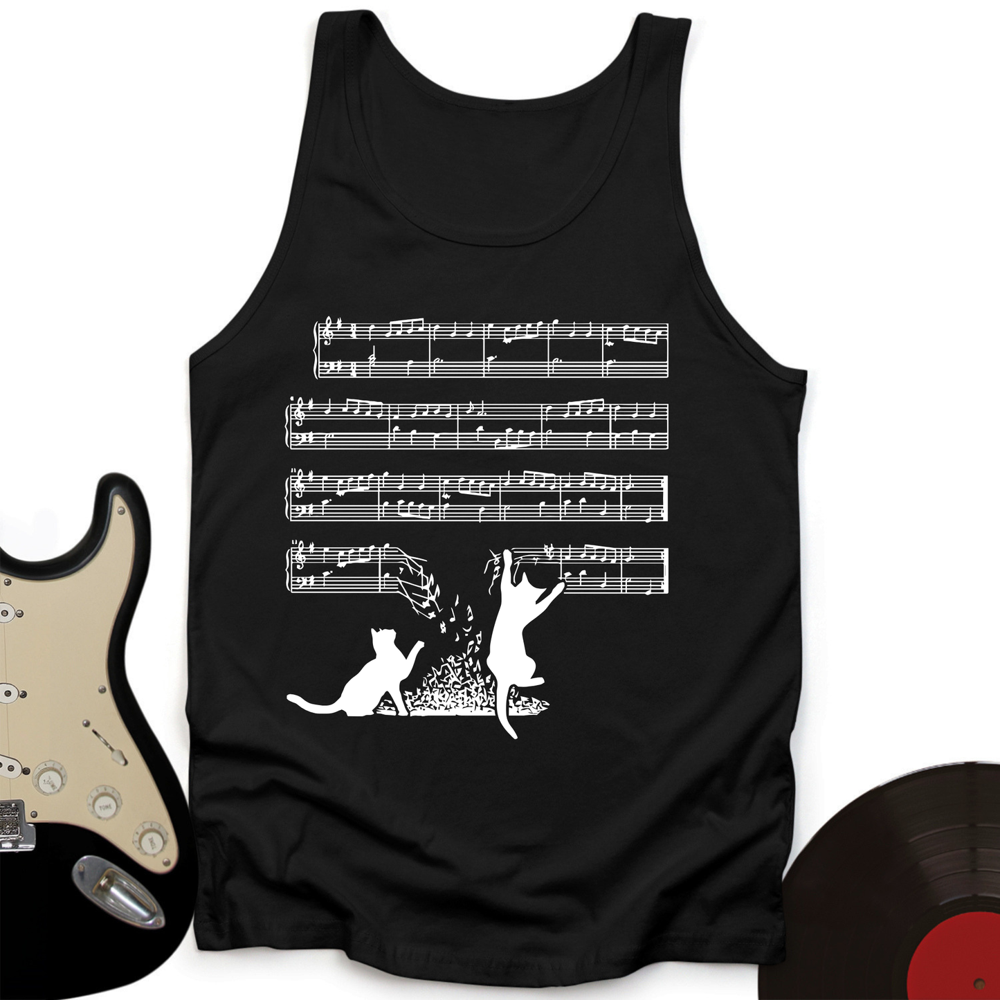 Cat Music Sheet Tank Top