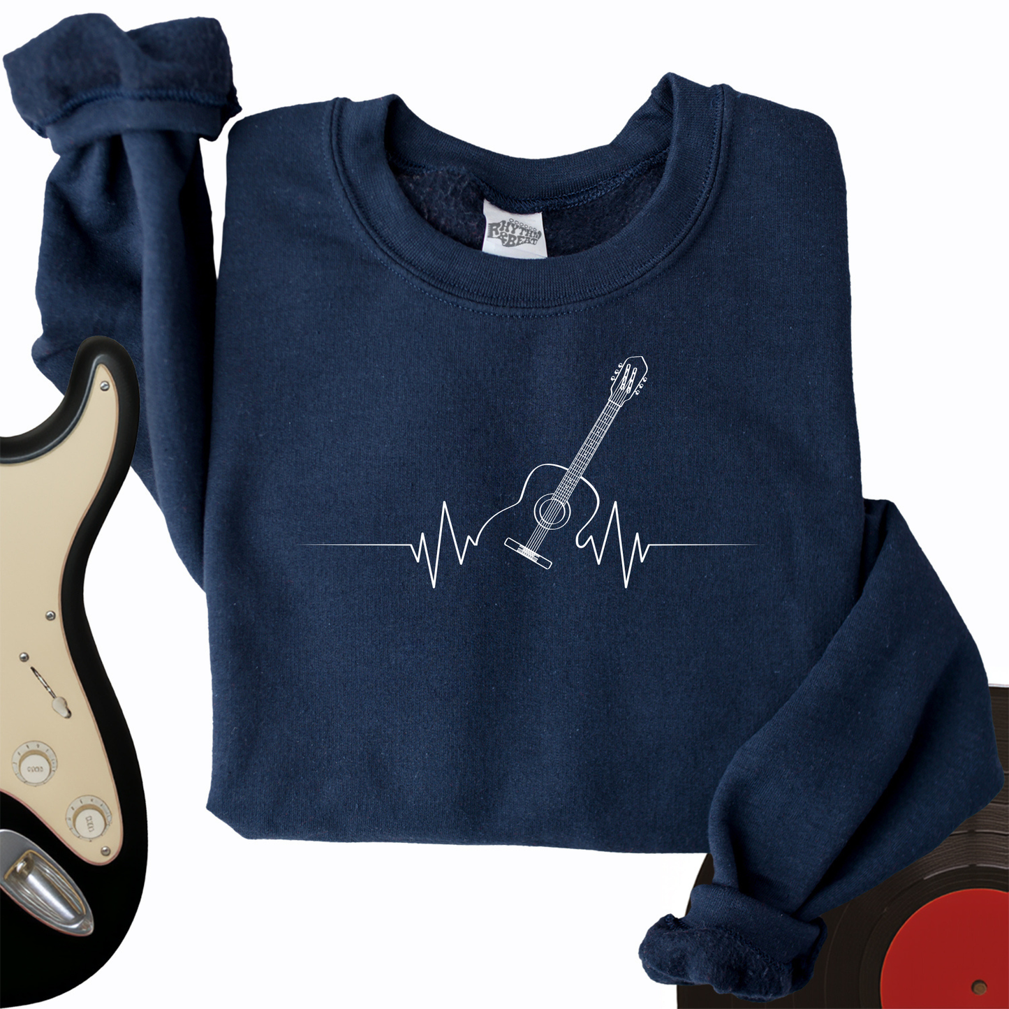 Acoustic Guitar Heart Beat Crewneck