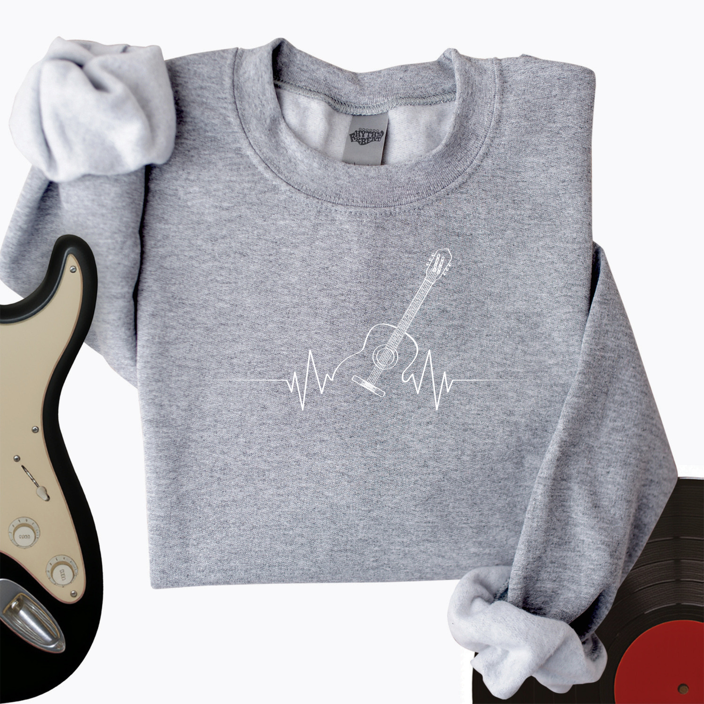 Acoustic Guitar Heart Beat Crewneck