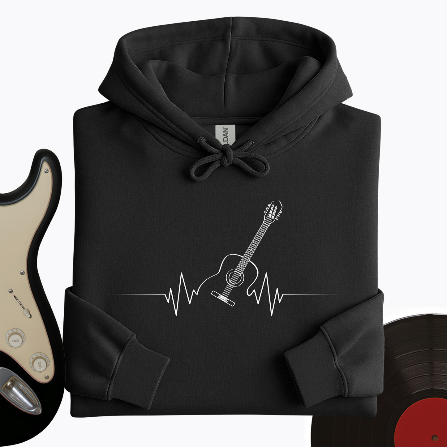 Acoustic Guitar Heart Beat Hoodie