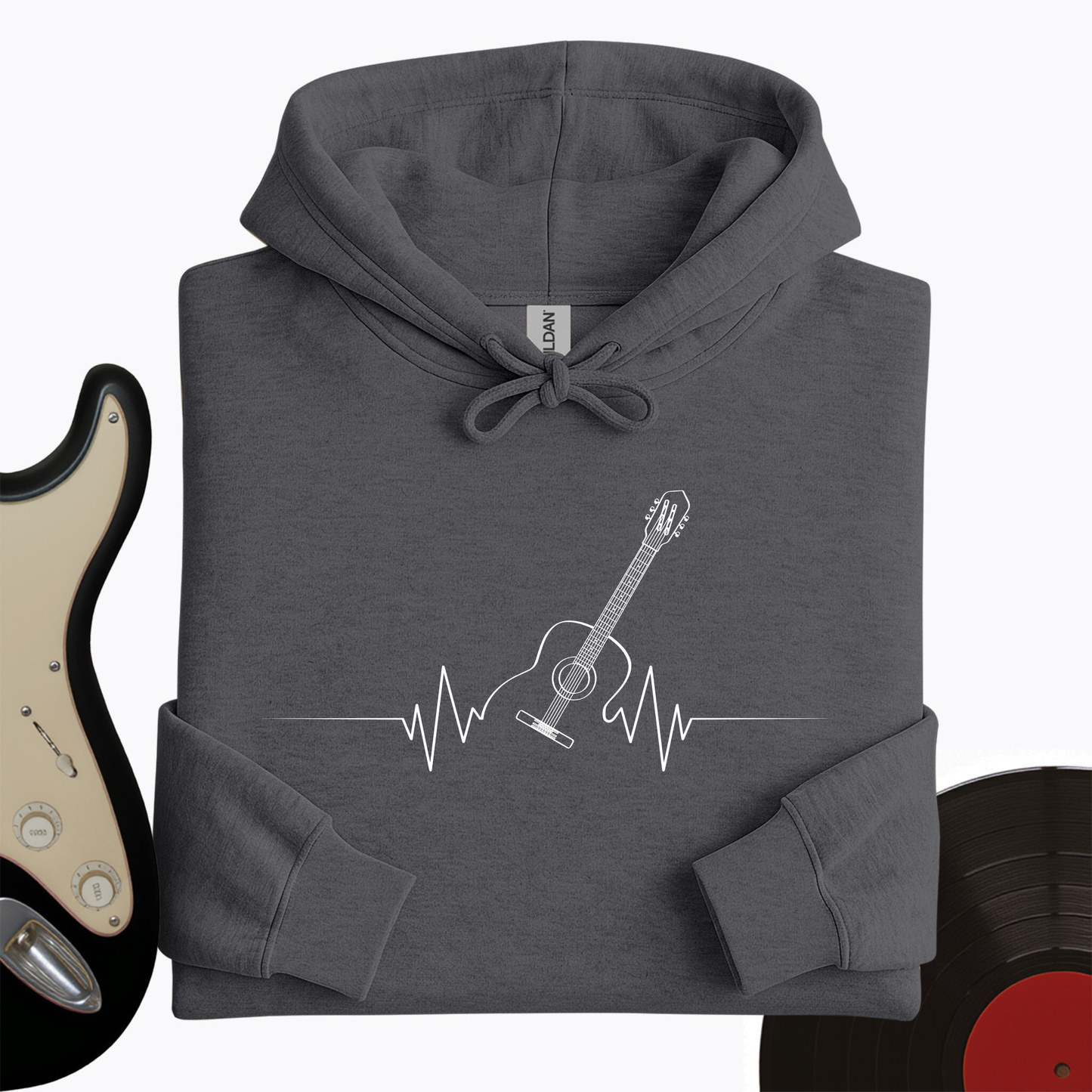 Acoustic Guitar Heart Beat Hoodie