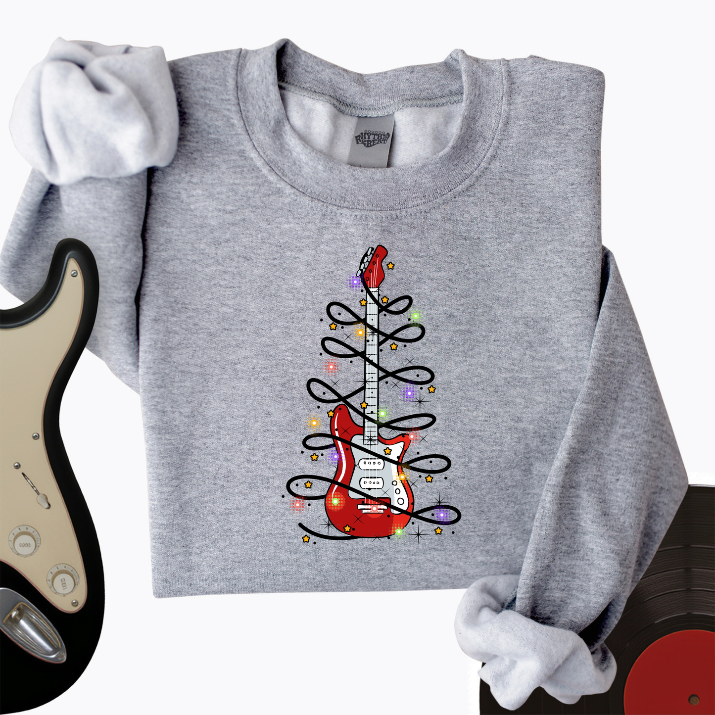 Guitar Christmas Lights Crewneck