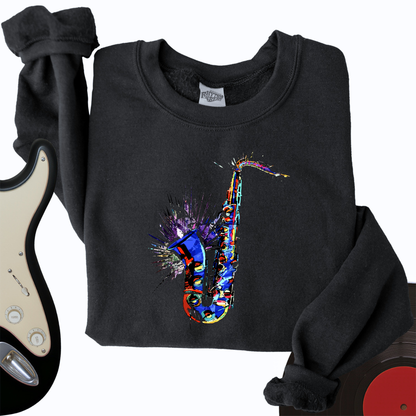 Blue Jazz Sax Crewneck