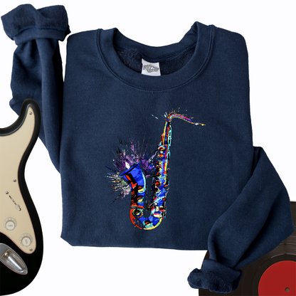 Blue Jazz Sax Crewneck