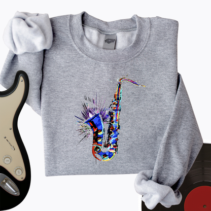 Blue Jazz Sax Crewneck