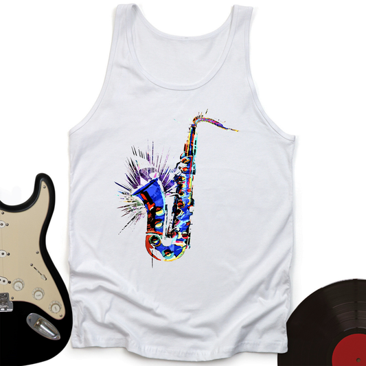 Blue Jazz Sax Tank Top