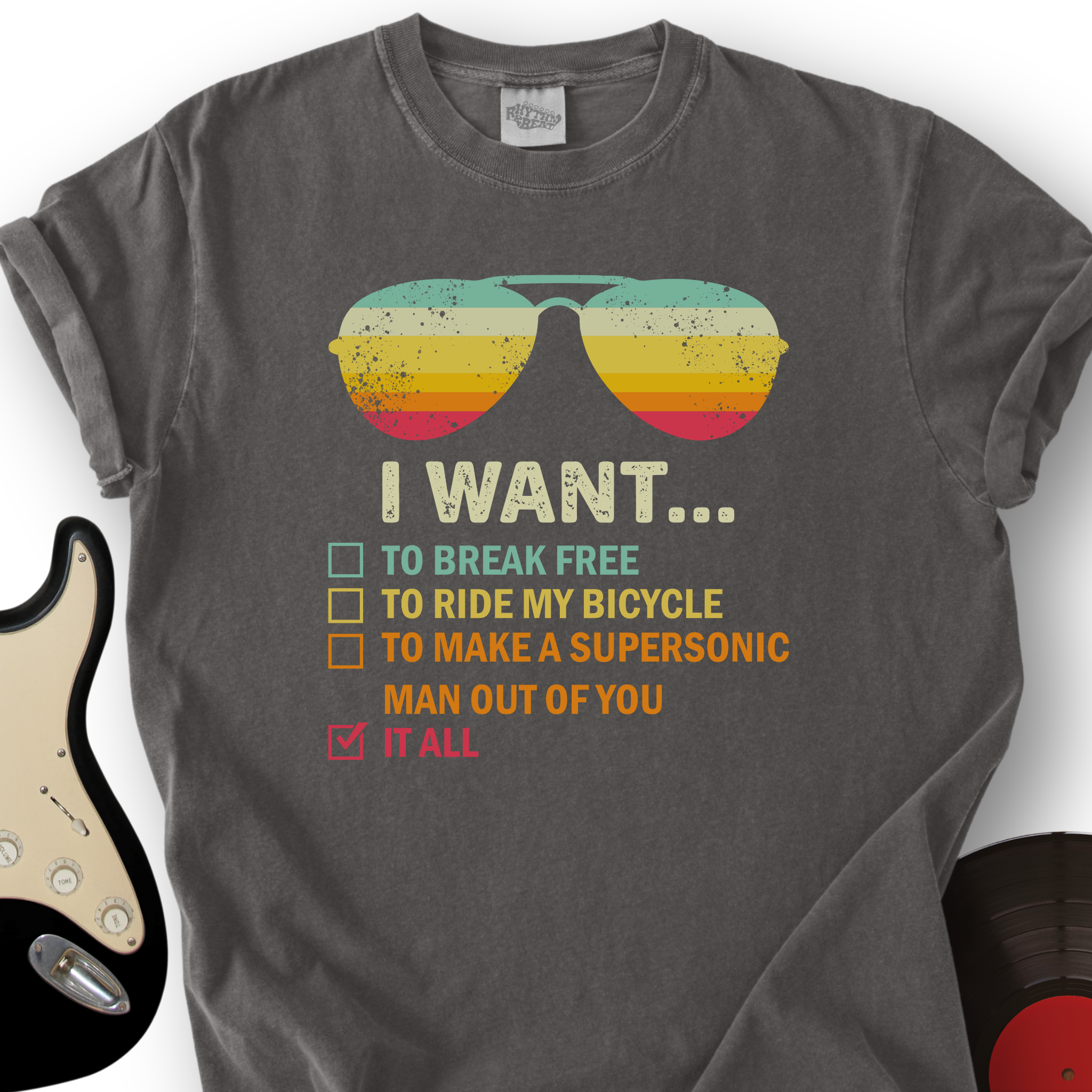 Rhythm and Beat I Want It All T-Shirt in Charcoal
