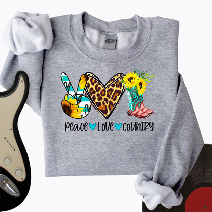 Peace, Love, Country Crewneck