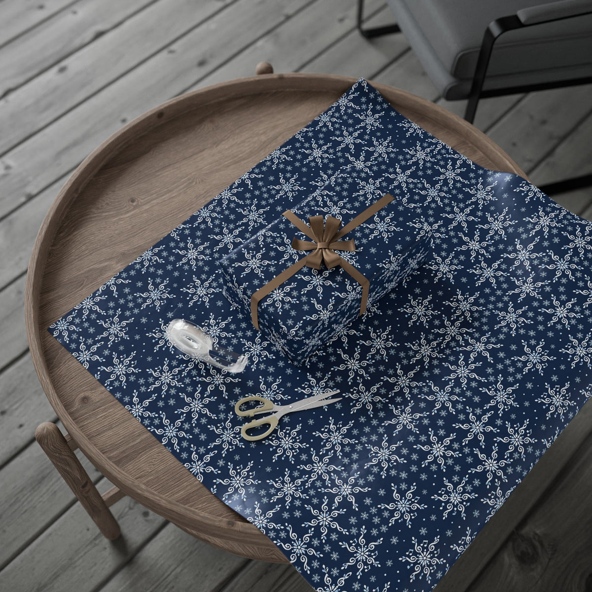 Treble Clef Snowflakes Wrapping Paper