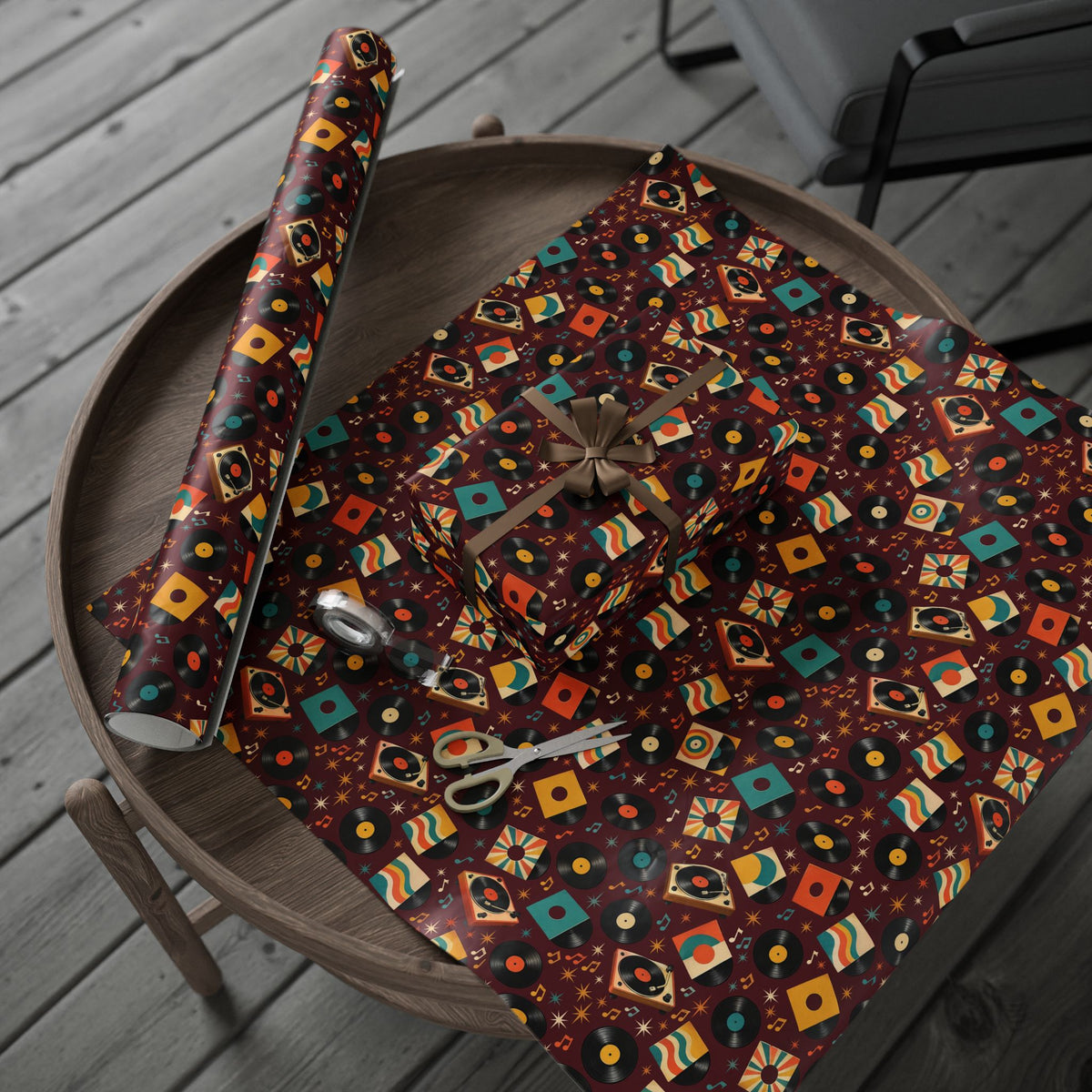 Vinyl Record Collage Wrapping Paper
