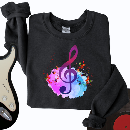 Water Color Treble Clef Crewneck