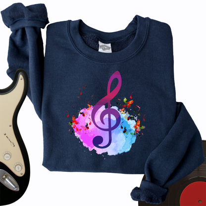 Water Color Treble Clef Crewneck